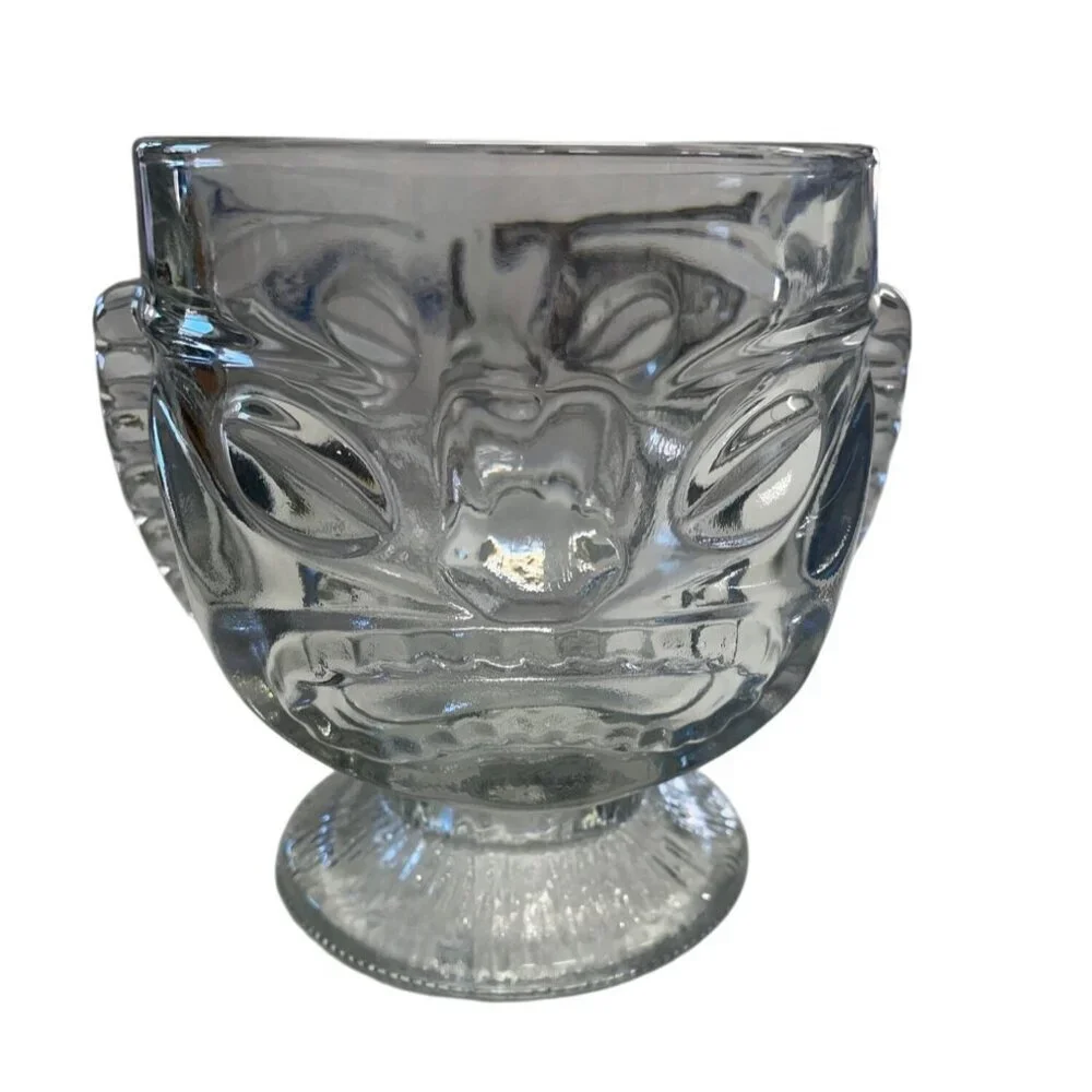 Walt Disney World Polynesian Resort TIKI‎ Head Clear Glass Cup Tumbler Bar Mug